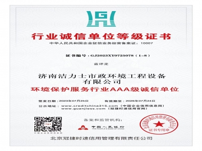 行业诚信单位等级证书